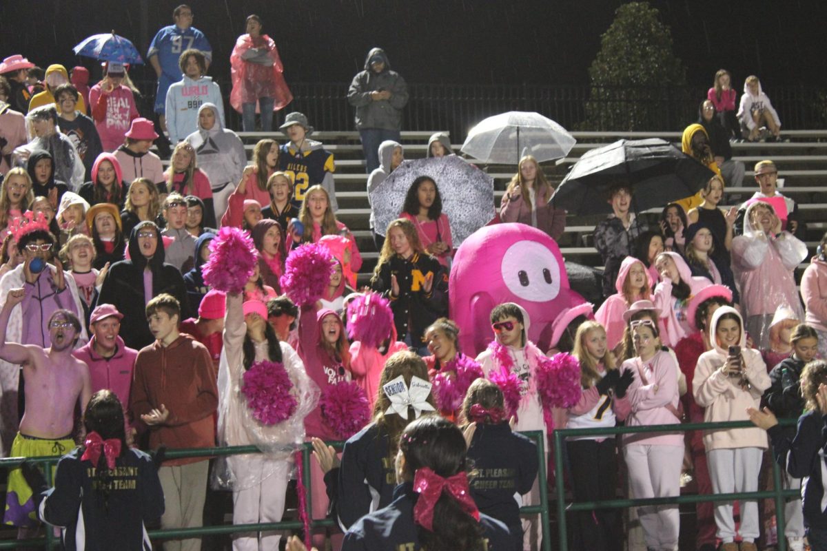 Friday, October 6, 2023. MPHS Student section decks out in pink for breast cancer awareness month! 