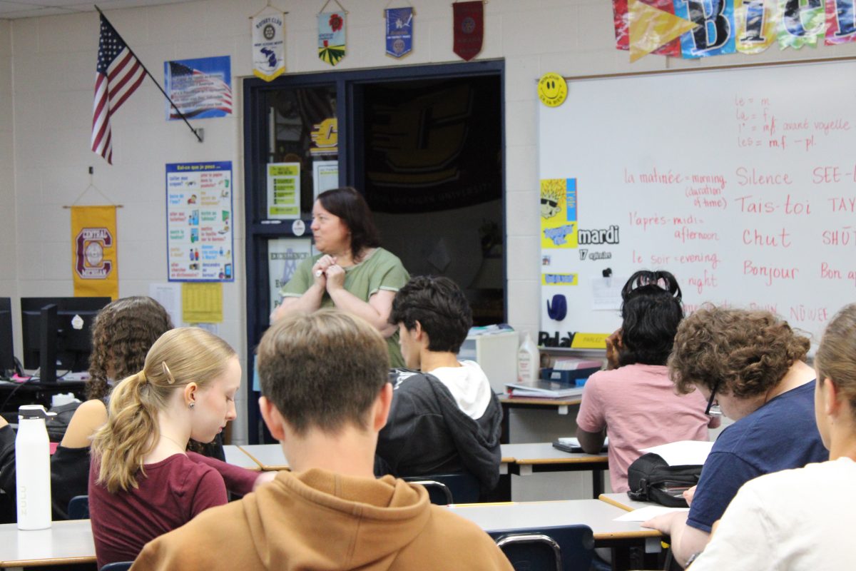 Madame Lillie teaching a French one class