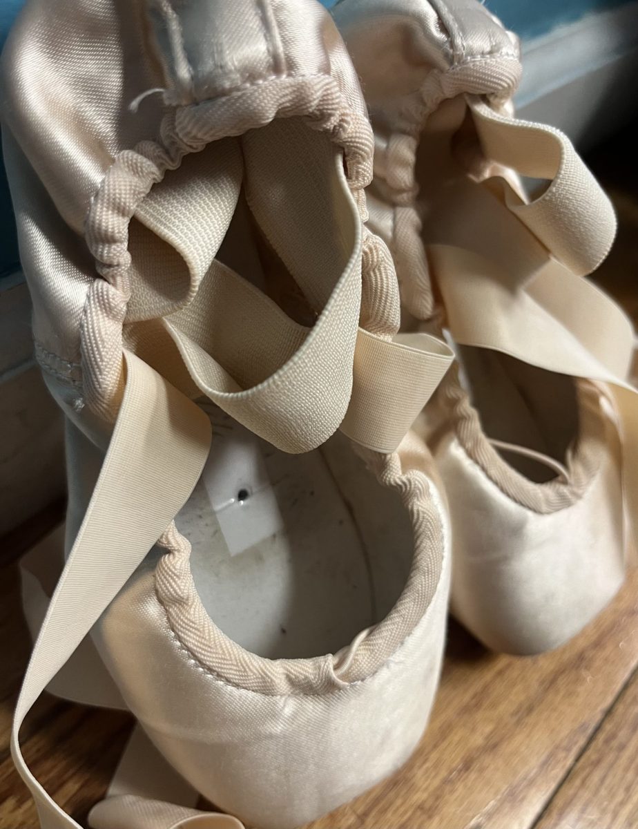 Pointe shoes in the lounge after a dancer was done rehearsing in them